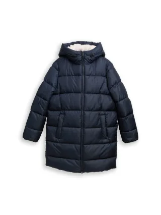 Denim Tom Tailor - Puffer-Mantel mit Kapuze sky captain blue - Gr. - M