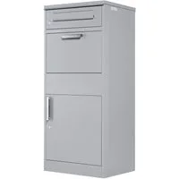 Zelsius Paketbriefkasten RAL9007 Grau, Stahl Briefkasten mit Diebstahlsperre und 2 Einwürfen