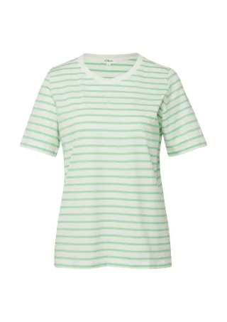s.Oliver - T-Shirt grün|creme - Gr. - 38