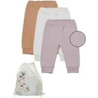 biorganic Stoffhose Ripp (3er Pack), Mehrfarbig, Unisex, Baby Hose für Jungen und Mädchen (Set, 4-tlg., 3er-Pack Hosen & 1 Beutel) gerippte Textilstruktur (Ripp), Modal und Bio-Baumwolle, Größe 56 - 86