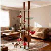 COSTWAY Kratzbaum, Katzenbaum deckenhoch, 207-237/247-277 cm hoch