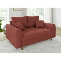 S-Style Möbel 2-Sitzer Sofa Zara mit Holzfüßen im skandinavischen Stil aus Cord-Stoff, mit Wellenfederung