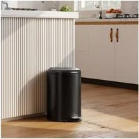 HOMCOM Mülleimer 20L Treteimer mit Deckel Fußpedal Inneneimer Soft-Close-Funktion, für Wohnzimmer, Büro, Schwarz, 36 x 30 x 44,5 cm