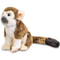 Uni-Toys Kuscheltier Totenkopfaffe, sitzend - 19 cm (Höhe) - Plüsch-Affe - Plüschtier, zu 100 % recyceltes Füllmaterial