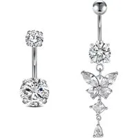 LuxusKollektion Bauchnabelpiercing Bauchnabelpiercing Chirurgenstahl Schmetterling Gold Silber-10mm