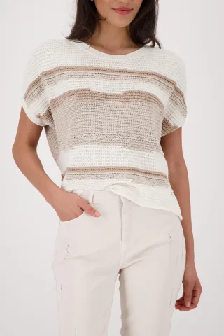 monari - Strickpullover mit Strukturmix champagne beige - Gr. - 42