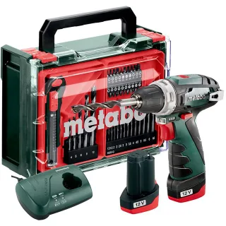 Metabo Akku-Bohrschrauber PowerMaxx BS Basic Set mit 41-teiliger Mobiler Werkstatt - Kunststoffkoffe - 600080710