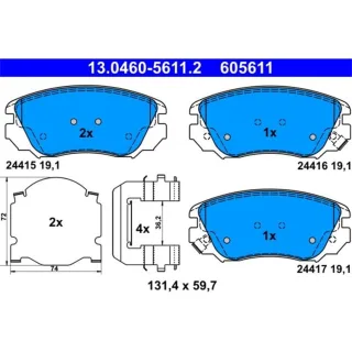 ATE Bremsbel?ge vorne Chevrolet Malibu Opel Insignia Saab 9-5