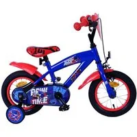 Volare Kinderfahrrad Turbo Crew Jungen 12 Zoll Blau Rot mit Stützrädern, Handbremse, Rücktrittbremse, geschlossener Kettenschutz