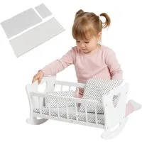 Green Series Puppenwiege Holz Puppenwiege mit Bettwäsche – liebevolles Rollenspiel für Kinder