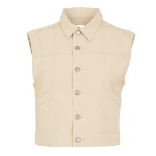 Threadbare - "Lucky" Jeansjacke für Damen, Ärmellos (Ecru)