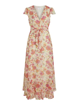 VILA - VIBARIA V-NECK C/S MAXI DRESS/DC egret - Gr. - 36