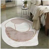 Mazovia Designteppich Modern Unregelmäßig Teppich Weich Teppich für Wohnzimmer Beige Creme, 80 x 150 cm, Fußbodenheizung