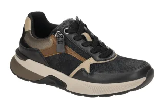 Gabor 76.847.65 ROLLINGSOFT Schwarz/Desert K Bequeme Schn?r-Halbschuhe