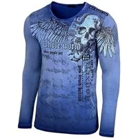Baxboy Longshirt BAXBOY Herren Rundhals Longsleeve Langarmshirt Aufdruck Washed 709