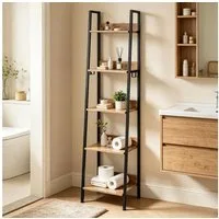 ibettertec Bücherregal 5-stufiges Bücherregal im Industrial-Stil, Standregal mit schwarzem Metallrahmen und MDF-Platten, für Wohnzimmer, Schlafzimmer