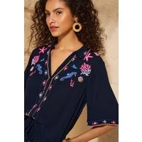 Love & Roses Strandshirt Love & Roses Besticktes Strandhemd, Regular (1-tlg)