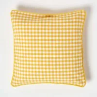 Homescapes Kissenhülle Gingham-Kissenbezug aus Baumwolle, 45 x 45 cm, gelb