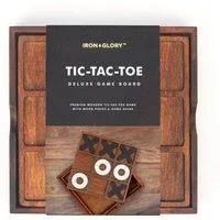 IRON & GLORY Spielesammlung Tic Tac Toe Deluxe Denkspiel aus Holz