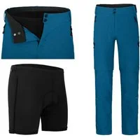 Zip-off-Hose PORVOO Zipp-Off (mit gepolsterter Innenhose) Herren Radhose, robust, elastisch, Langgrößen, Saphir blau