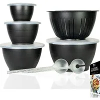 Thiru Salatschüssel 6 Teilig 0,6L/1,3L/2,5L/4,4L - mit Deckel, Seiher, Salatbesteck, (6-tlg), Spülmaschinenfest