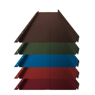 Stehfalz Panel Retro 25 | Dach & Wand | 0,50 mm | Stahl | Prägung | 340 mm Breite | Aluzink, 25 µm Polyester