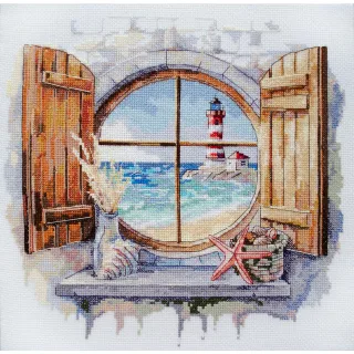 Stickbild "Fenster zum Meer", 27 x 26 cm