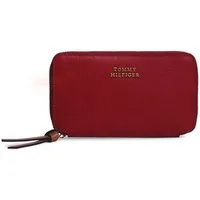 Tommy Hilfiger Geldbörse TH LEATHER MED ZA WALLET, Damen Geldbeutel, Portemonnaie mit goldfarbenem Logoschriftzug