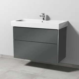 Sanipa 3way Waschtischunterbau zu Geberit iCon Waschtisch mit 2 Auszügen, Anthrazit-Glanz BS65279