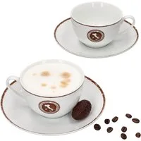Ritzenhoff & Breker Becher 4tlg Set Authentic Italian Cappuccinotasse + Untertasse Cappuccino, Porzellan