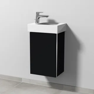 Sanipa 3way Waschtischunterbau zu Geberit iCon Waschtisch mit 1 Tür, Schwarz-Matt BS65708