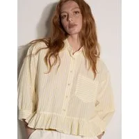 Apricot Rüschenbluse Bluse mit gestreiftem Rüschen-Saum