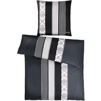 JOOP! Bettwäsche JOOP! Comfort Satin Bettwäsche Ornament Stripes 4022-9 schwarz 135x200, Comfort Satin, 2 teilig, Mit Reißverschluss