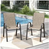 PHI VILLA Gartenstuhl (Gartensessel Stapelstühle Hochlehner, E-Lackierung Metallgestell für Hinterhof Veranda Terrasse Poolbereich, 2 St), 2er Set - 4er Set - 6er Set Wetterfest Terrassenstühle