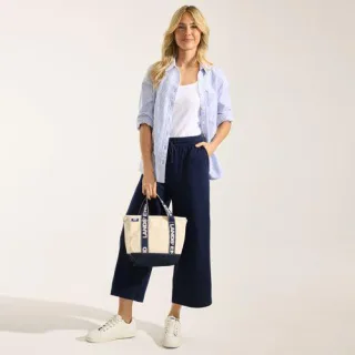 7/8-Hose SPORT KNIT mit weitem Bein für Damen in Petite-Größe, Damen, size: petite, Blau, Baumwolle, by Lands' End