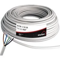 siwitec Kabel, J 5 x 2,5 mm2, 50 m Kabelring, Installationskabel, Mantelleitun Stromkabel, NYY-Kabel, (5000 cm)