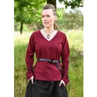 Battle Merchant Burgfräulein-Kostüm Markt-Mittelalter Bluse Aila geschnürt Weinrot M