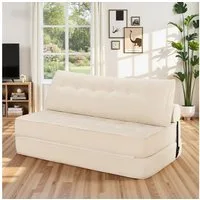 MECO Schlafsofa 3-in-1 umwandelbarer Klappsofa Bett Schlafsessel mit Kissen, 2 Sitzer Bodensofa Schlafcouch 150×80x36 cm