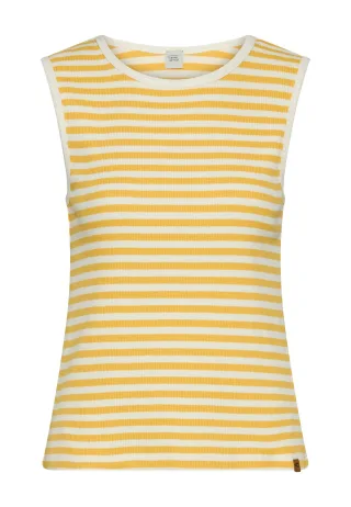 camel active - Top mit Rundhalsausschnitt yellow/milk white - Gr. - S