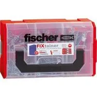 FixTainer-DUOPOWER/DUOTEC, Dübel hellgrau/rot, mit Schrauben, 200-teilig