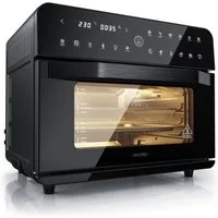 Arendo Minibackofen Airfryer 25L Edelstahl Multifunktionsofen, XXL Heißluftfritteuse 1800W, mini Backofen mit Zubehör, Backblech, Dörrblech, Ofenrost Frittierkorb