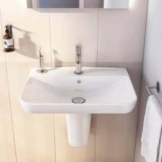 VitrA Sento Waschtisch 5946B003-0001 63x48,5cm, mit Überlauf, Hahnloch mittig, weiß hochglanz