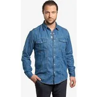 Checker Jeanshemd Dynasty Denim bluse longsleeve langarm