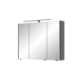Pelipal Serie 7045 Spiegelschrank SEEA02493G138BA LED-Plus-Aufsatzleuchte, dreitürig, schwarz, 90 cm