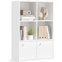 VASAGLE Bücherregal Standregal, 2 Fächer mit Türen, 3-stöckiges Regal, 29 x 65,8 x 97,8 cm