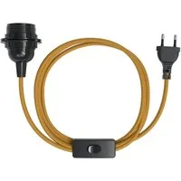 EAZY CASE Lampenfassung 3x E27 Lampensockel 5m Kabel & Schalter DIY Lampen, (1-St), E27 Lampenfassung mit Stromtecker Stoff Kabel Vintage Leuchte Bronze