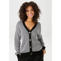 Aniston CASUAL Strickjacke im trendigem Fischgrat-Muster