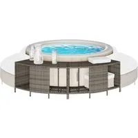 vidaXL Regal, Outdoor-Regale für Whirlpool 2 Stk. Grau Poly Rattan