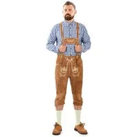 Alessandro Salvarini Trachtenlederhose ASGustl Lederhose in Trachtenstil mit Stickerei und Trägern aus Echtleder
