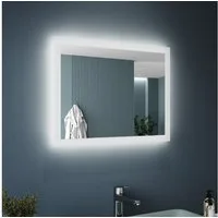 SONNI Badspiegel mit Beleuchtung LED Badezimmerspiegel,Wandschalter,kaltweiß/ Warmweiß, IP44 energiesparender Kaltweiß IP44,Wandspiegel Lichtspiegel